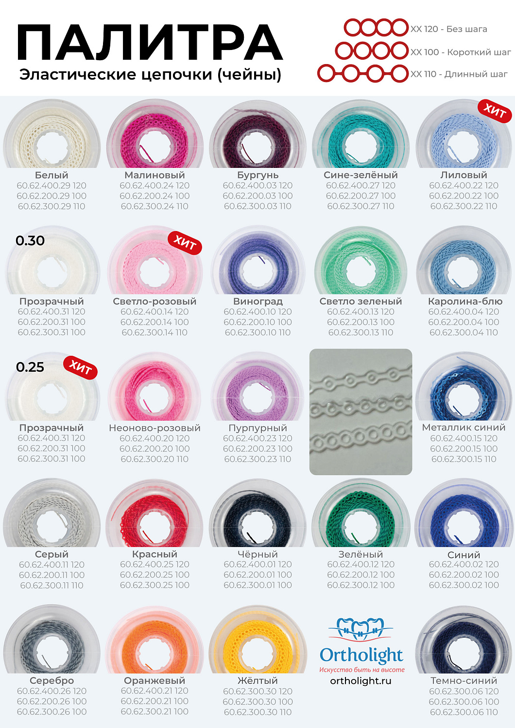 0,25 Прозрачная/ Clear эластическая цепочка без шага (4,572 м) 